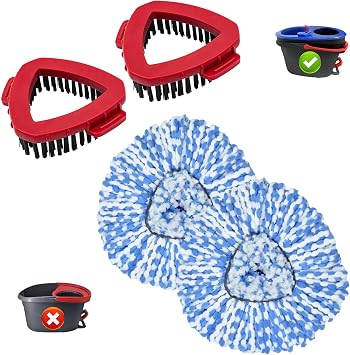 Mop Heads Replacements for Ocedar, Mop Replace Head for O Cedar, Mop Heads for O Cedar, Mop Replace Head for Cedar, Mop Heads for O Cedar Spin Mop Include 2 Pack Mop Refills & 2 Pack Scrubber Mop Head