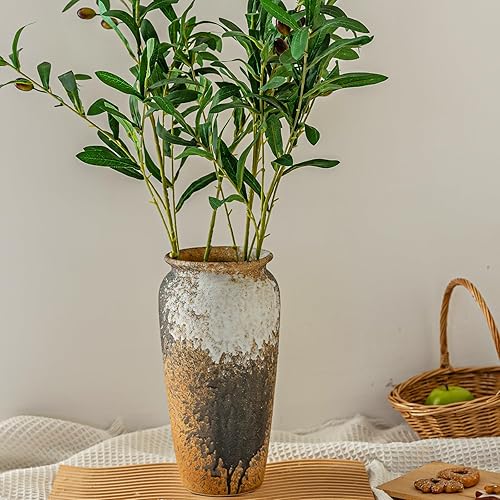 Miniatura 4 de Jarrón grande de cerámica rústica para decoración de granja, florero alto de terracota de arcilla de cerámica para flores, jarrón de cerámica para