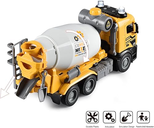Miniatura 2 de WEMOKA Camión de juguete mezclador de cemento con piezas móviles, camiones de cemento de 11.5 pulgadas con luces y sonidos, camiones de arena de