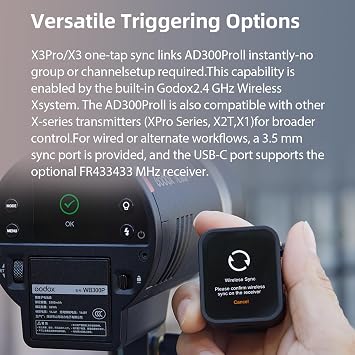 Godox AD300Pro II AD300 Pro II AD300ProII Outdoor Flashe(Upgrade AD300Pro) | Color Screen, Bi-Color Modeling Lamp, 2.4G Wireless TTL 1/8000 HSS Strobe light, One-tap Sync with X3 X3Pro, 1/512 to 1/1