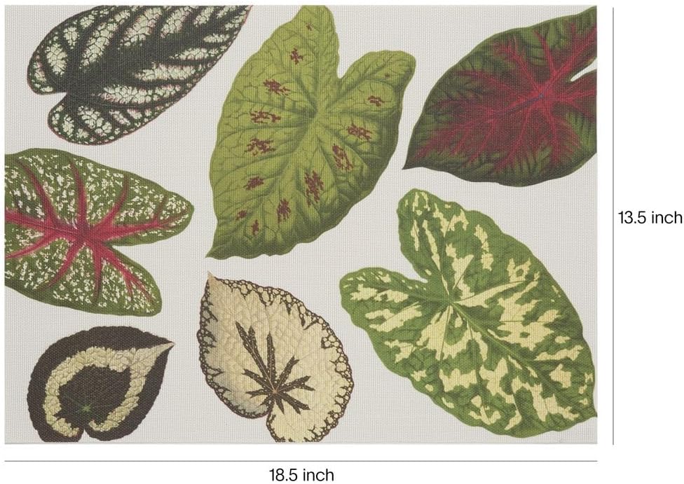 Martha by Martha Stewart | Chilewich Scattered Leaf Placemat - Set of 4 - Easy Care Woven Tabletop Textile - Indoor/Outdoor - 18.5" x 13.5" Rectangle