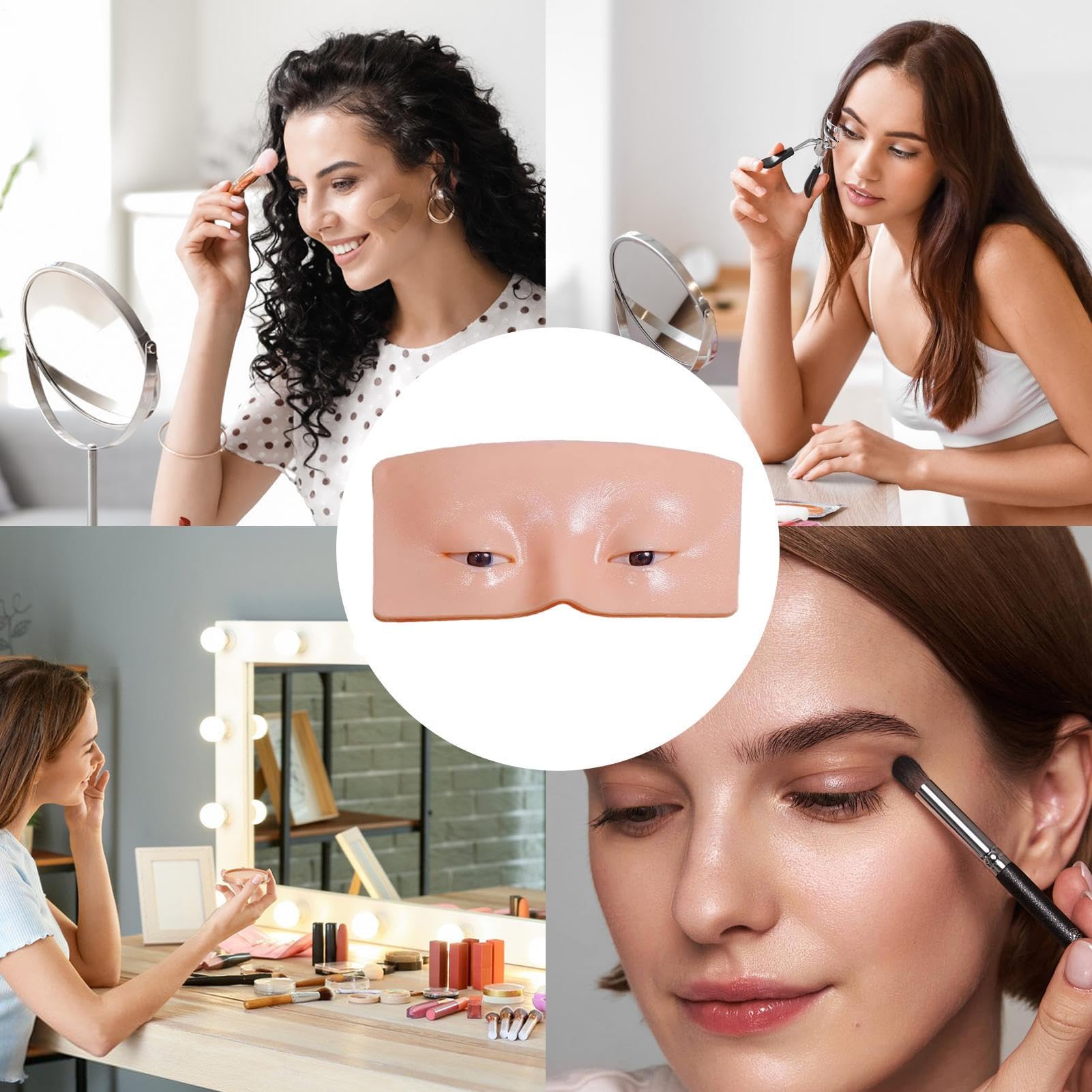 Générique Visage de Mannequin de Maquillage,Aide au Maquillage en Silicone Réutilisable - Planche d'Entraînement pour Yeux - pour Extensions De Cils Fard À Paupières Sourcils