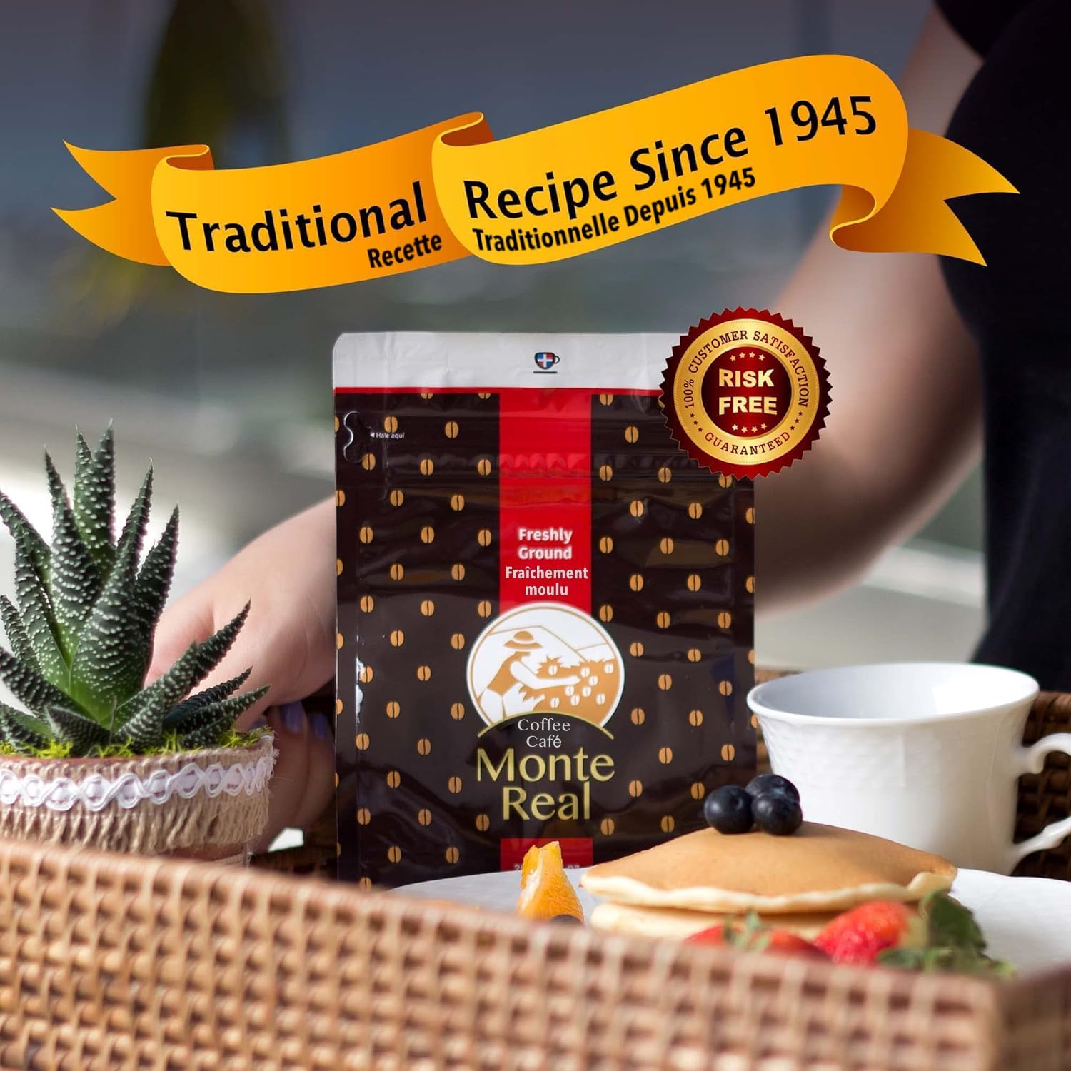 Monte Real - Arabica Gourmet Coffee, Flavored Ground Coffee, Fresh Roasted Coffee Grounds, Medium Dark Roast, Cacao Flavor, 400 Grams