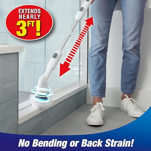 Miniatura 3 de Voom - Cepillo giratorio eléctrico, cepillo giratorio de ducha inalámbrico con 2 cabezales de cepillo reemplazables y mango ajustable, cepillo