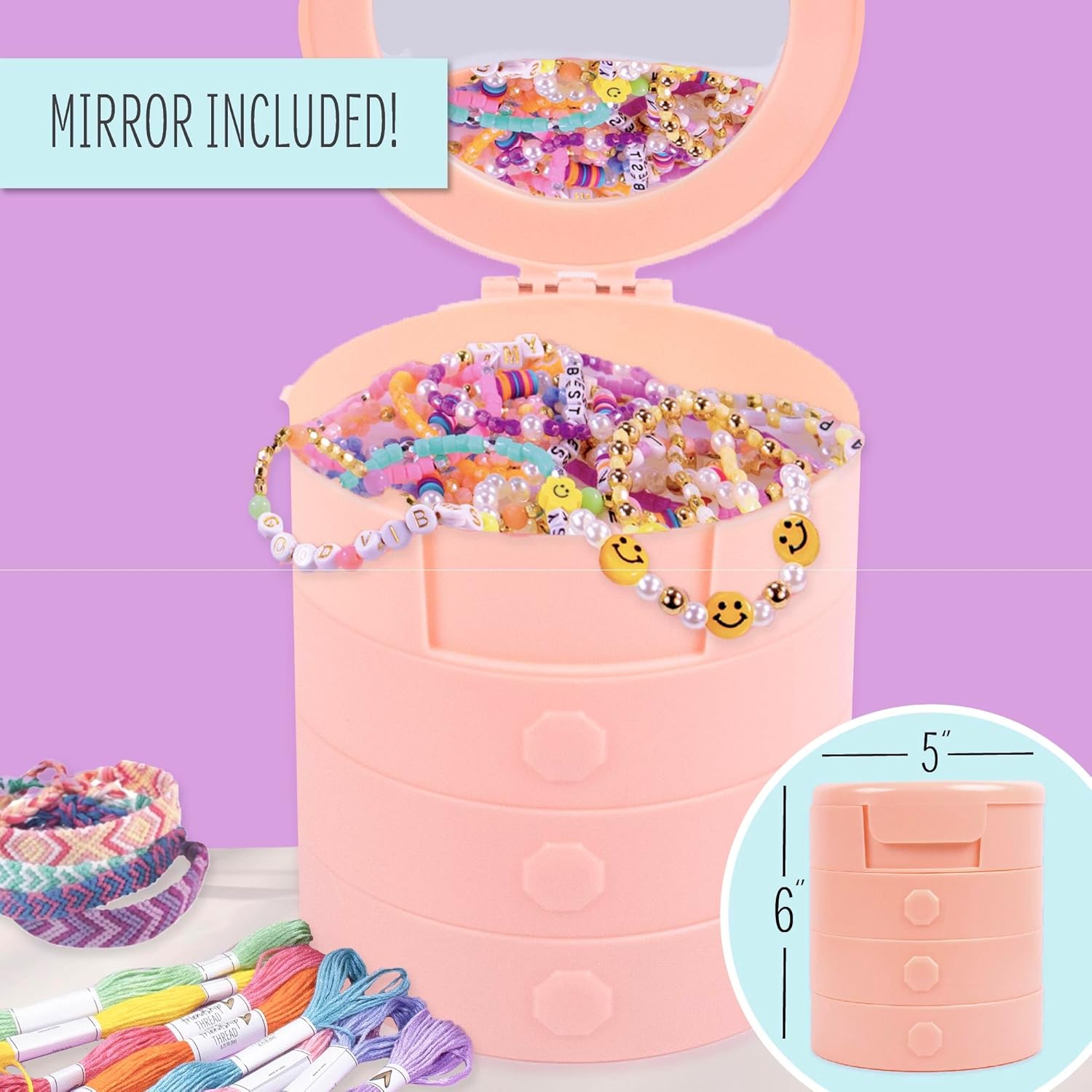 STMT D.I.Y. Personalized Jewelry Box, Design 50+ Accessories, Includes Swiveling Jewelry Box, Beads for Jewelry Making, Bracelet Making Kit, Great Gifts for Girls, Jewelry Making Kit for Girls 8-12