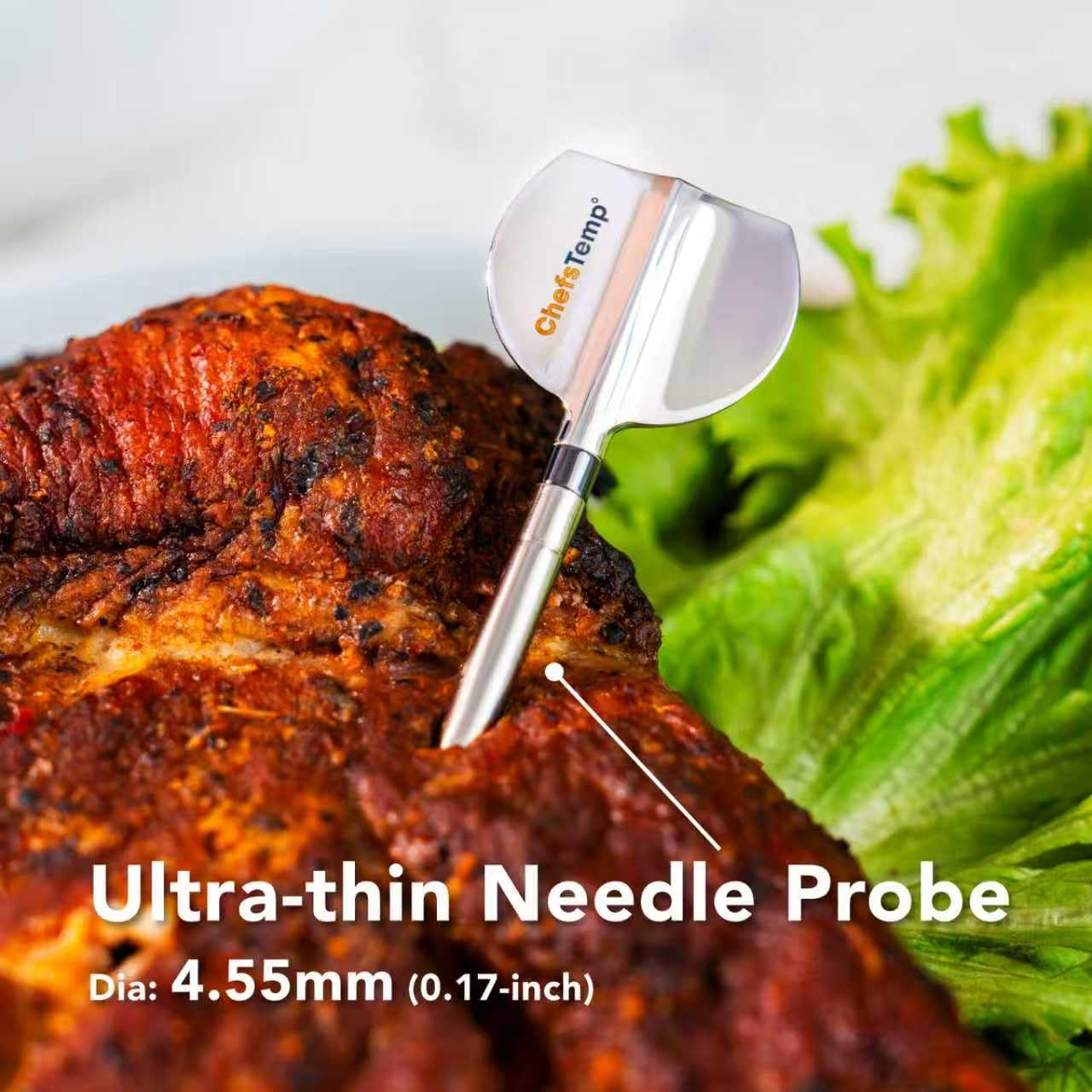 ChefsTemp ProTemp 2.ª Generación Inalámbrico Medidor de Temperatura de Carne - Aguja ultrafina (4,55 mm) con 6 sensores - 530°C Resistente al calor e IP68 Impermeable - Solo para ProTemp S1 / 2 Plus