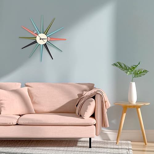 Miniatura 7 de Reloj de pared de madera redondo multicolor para decoración de cocina, arte de pared de 19 pulgadas