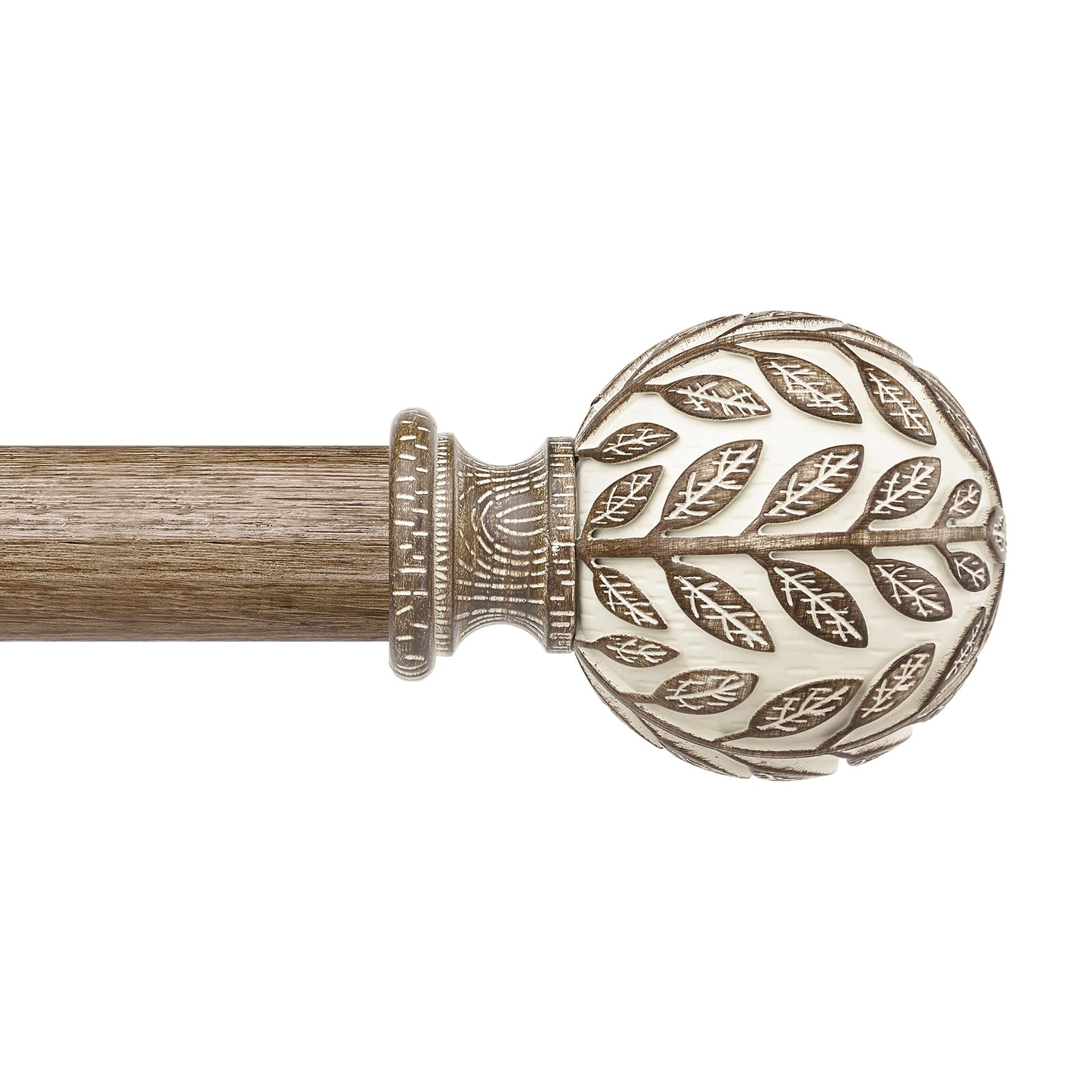 Photo 1 of **MISSING PARTS****Wolistsa Curtain Rod 36-122 Inch, Boho Decorative 1 Inch Wood Rustic Curtain Rods for Windows, Adjustable Heavy Duty Long Vintage Window Treatment Rods, Imitation Weathered Wood Grain Leaf Finials