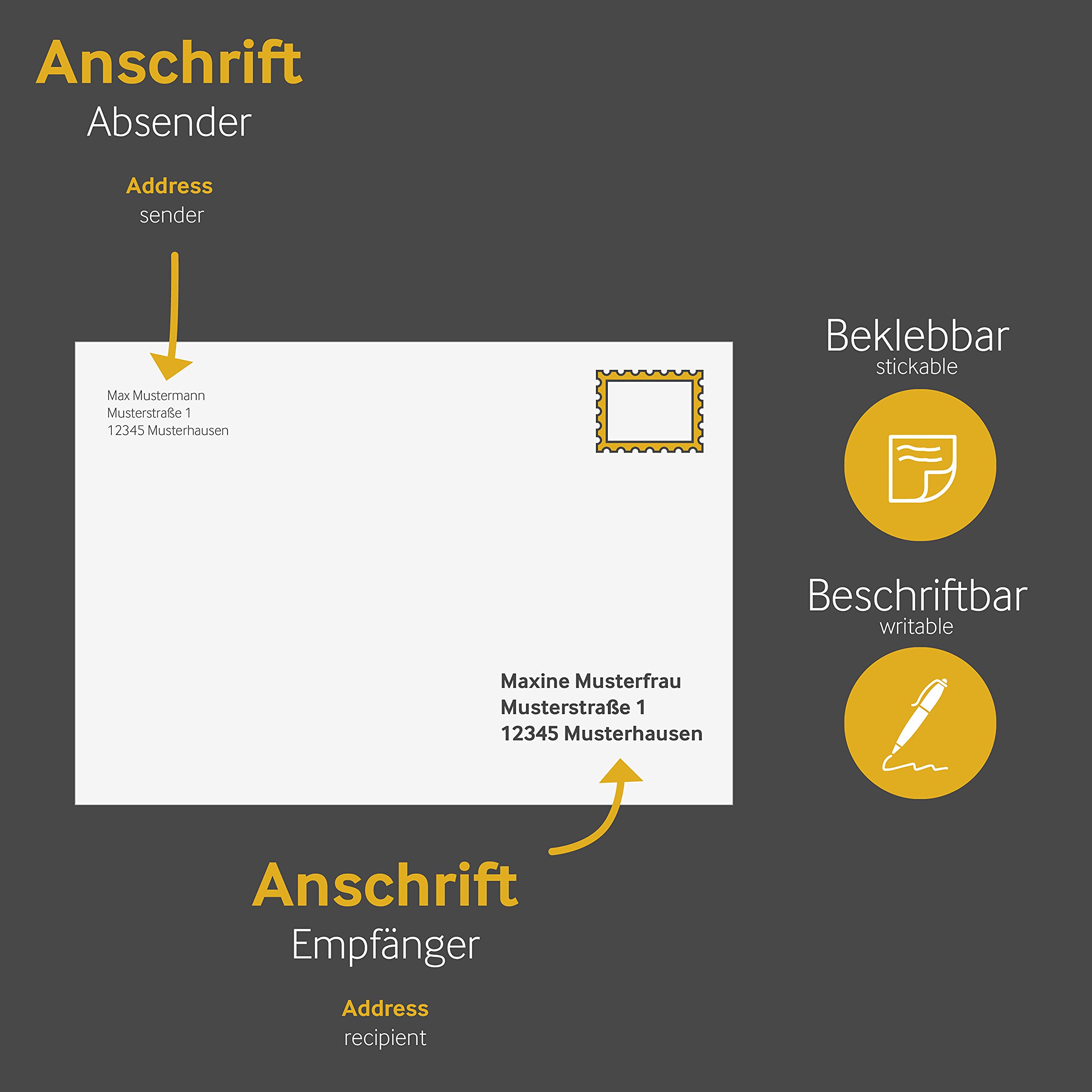 Versandtaschen DIN B4, 250 x 353 mm, mit Fenster, 250 Stück, Weiß | Haftklebung mit Abziehstreifen, Gerade Klappe, 120 g/m² Offset, Blanke Briefhüllen