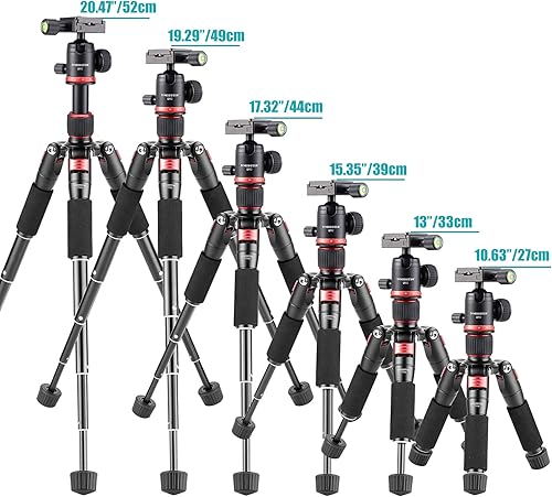 Miniatura 2 de Mini trípode portátil de metal para cámara, trípode de viaje de aluminio DSLR de 20 pulgadas con cabezal de bola de 360 grados de carga de hasta