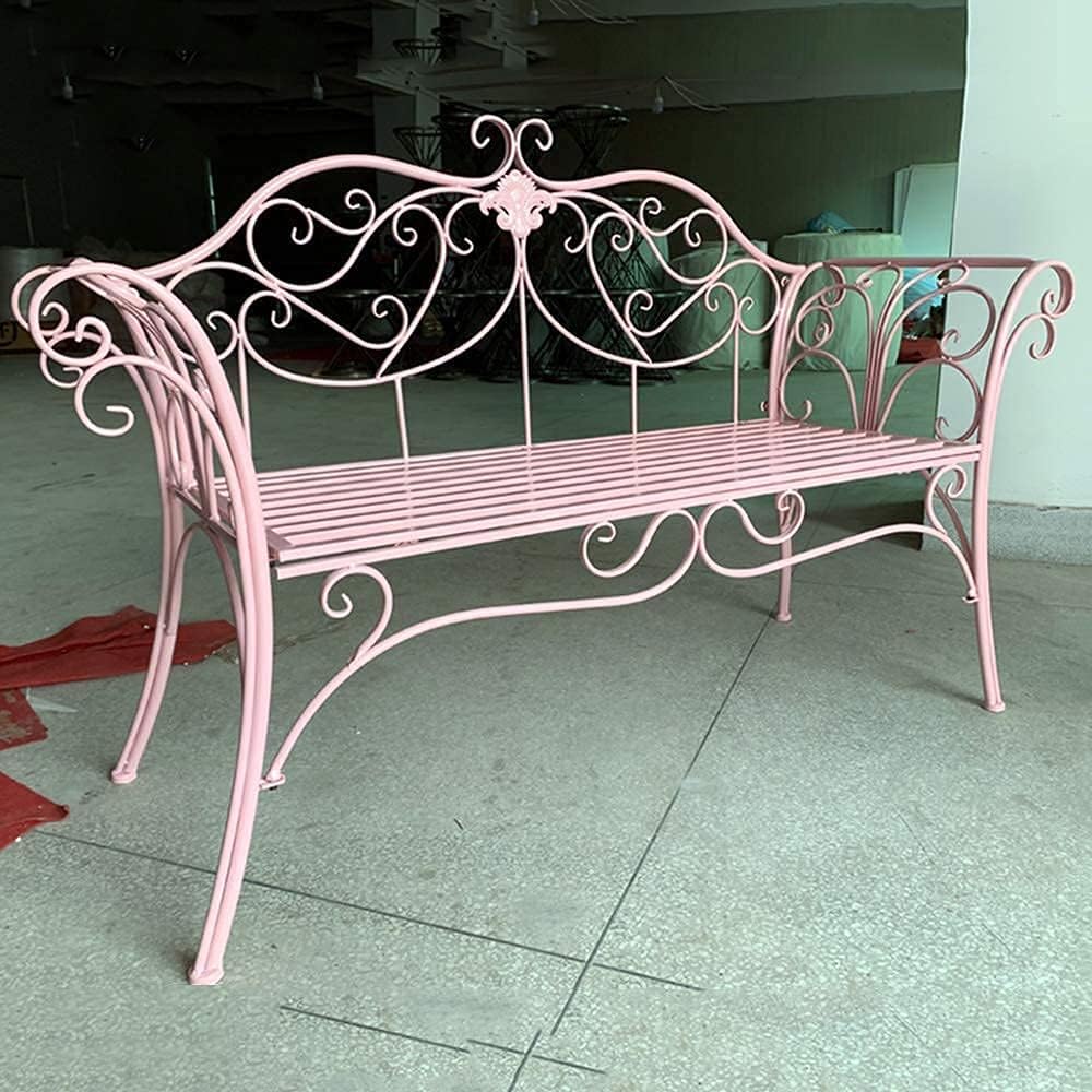 Outdoor Park Garden Bench Terrace Benches, Anti-Corrosion and Anti-Rust Cast Iron Courtyard Bench, Comfortable 2-Seater Bench (Color : Green) ()