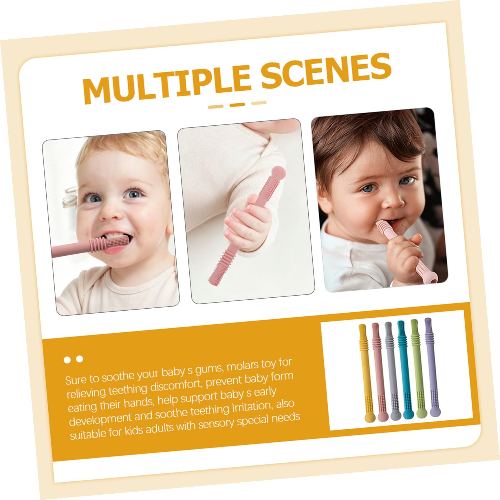 Yardwe Molar Tube per Dentizione, 6 Pezzi, Cannucce in Silicone | Giocattoli Sensoriali per Kids, Aiuta a Lenire le Gengive e Favorisce L’abilità Orale
