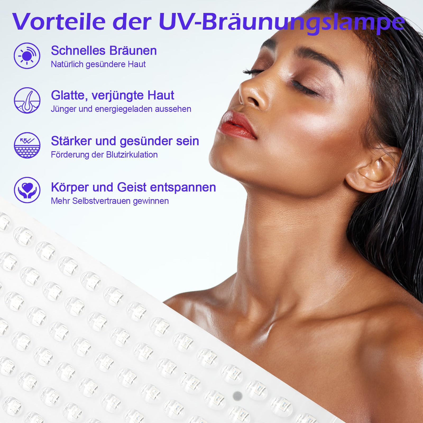 Lampe de bronzage 15 W portable USB 144 LED avec crochet de suspension pour visage et corps
