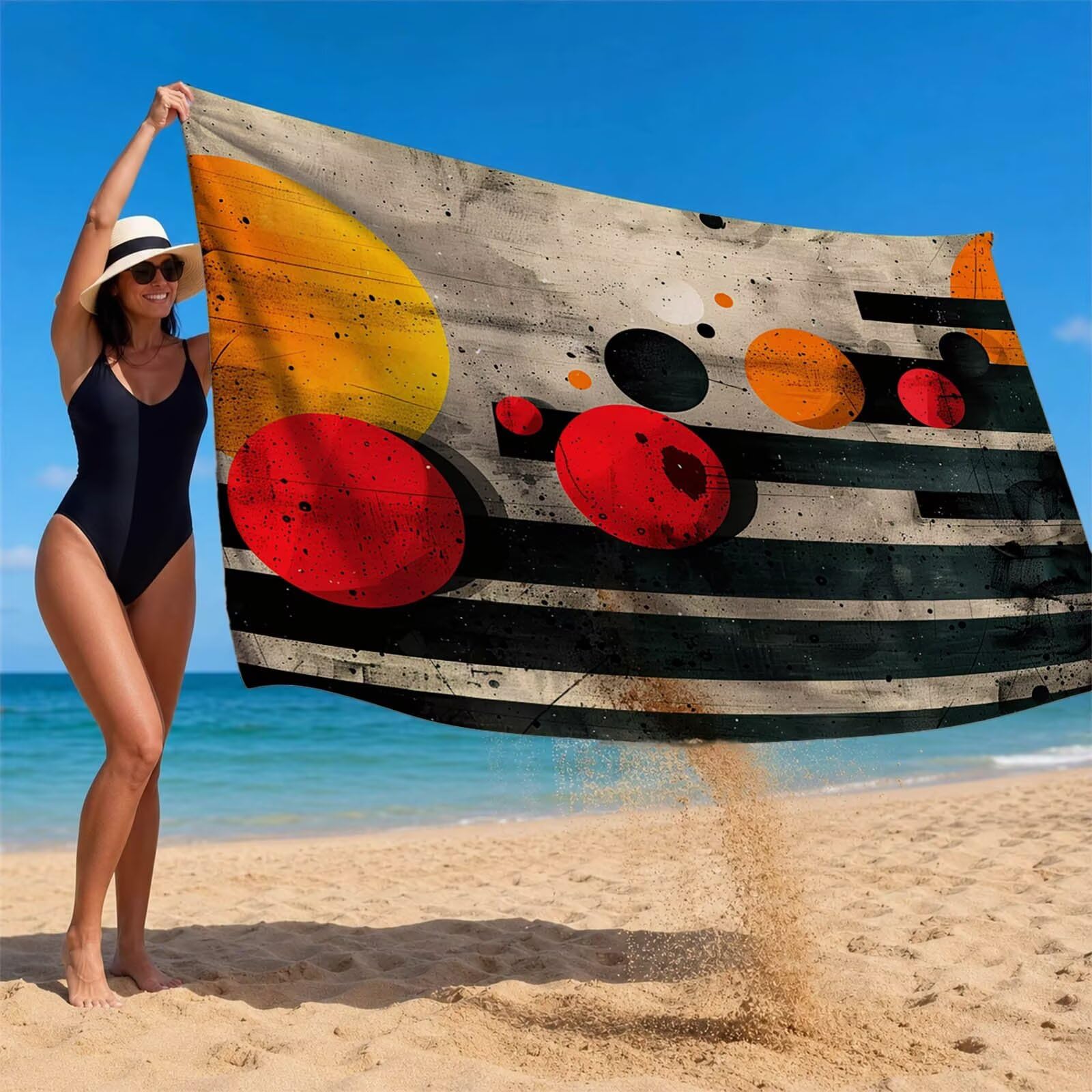 Toalla Playa Grande 220x160 Vacaciones Accesorios Viaje, Toalla Playa Simple Suave Cómodo Secado Rápido, Redondo Toallas Baño Grandes 160 x 220cm para Yoga Fitness Natación Sauna Baño Regalo XTLS-6060