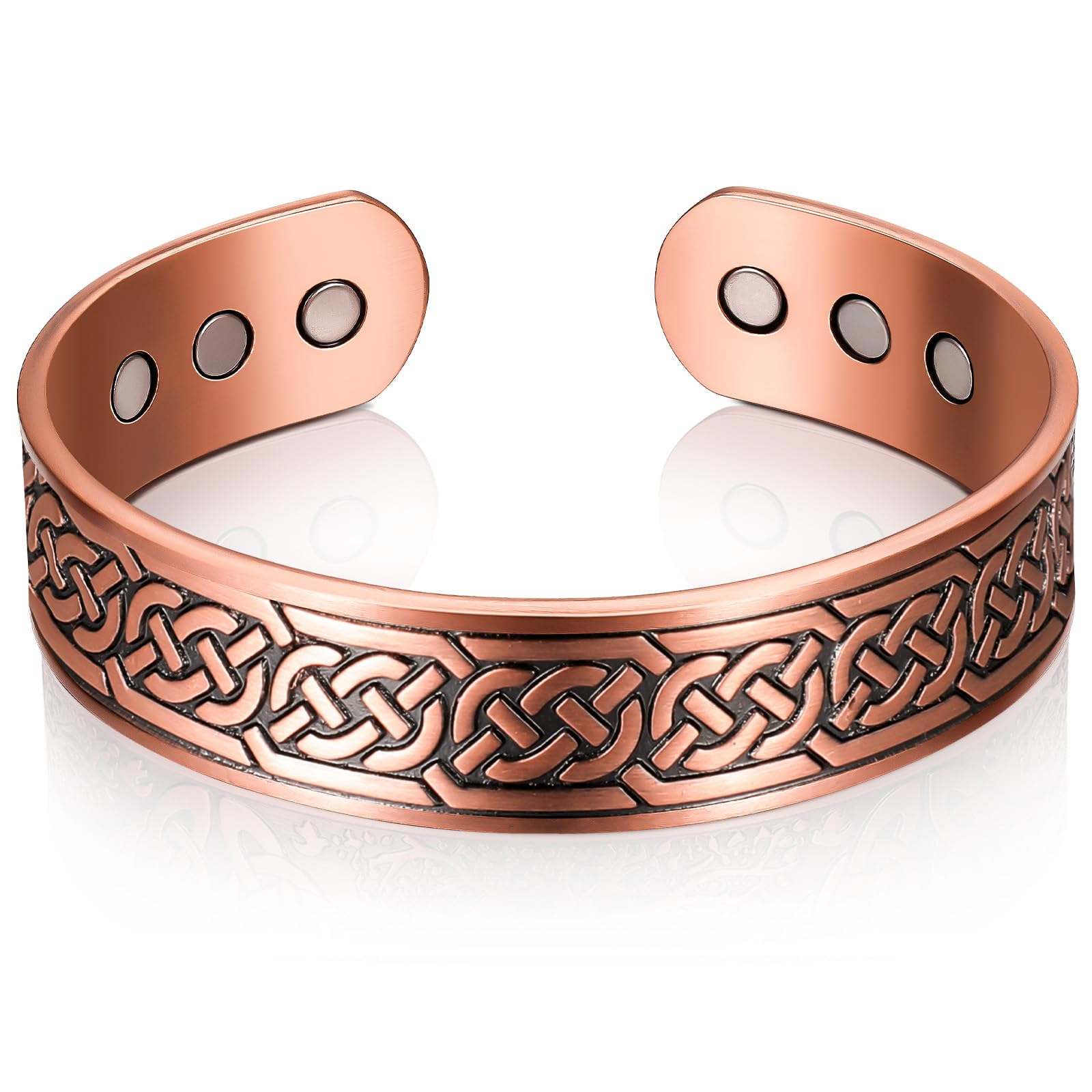 Otuuz Otuuz Pulsera Magnética de Cobre Rojo con 6 Imanes Brazalete de Cobre Pulsera de Imán Sólida Brazalete con Imanes de Energía, Tamaño Ajustable con Bolsa de Terciopelo(Bronce,Hacha Vikinga)