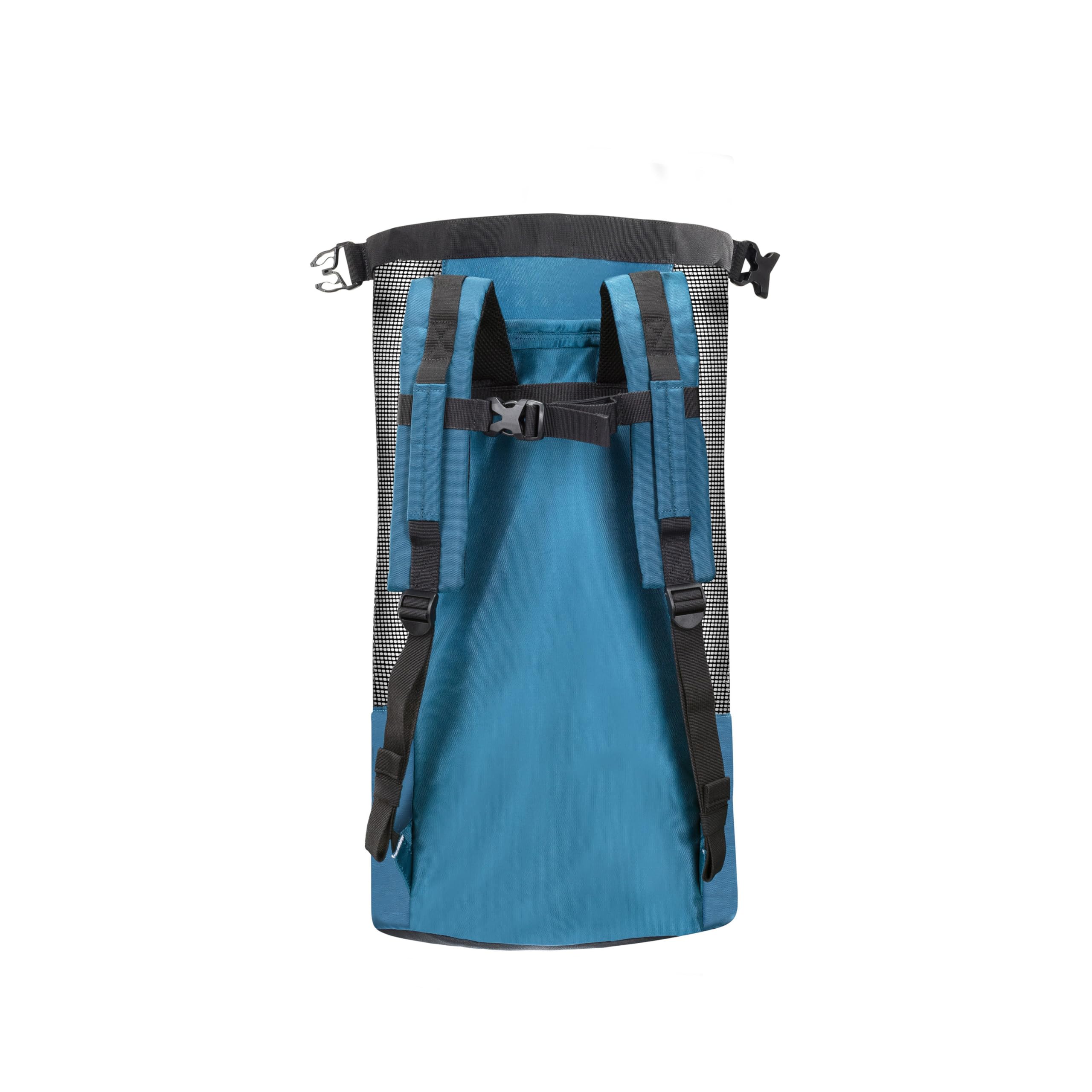 SCUBAPRO Sport 65 Netz-Tauchtasche mit Roll-Top-Verschluss und seitlichem Reißverschluss für Schnorchel- und Tauchausrüstung, Denim-Blauer Stoff