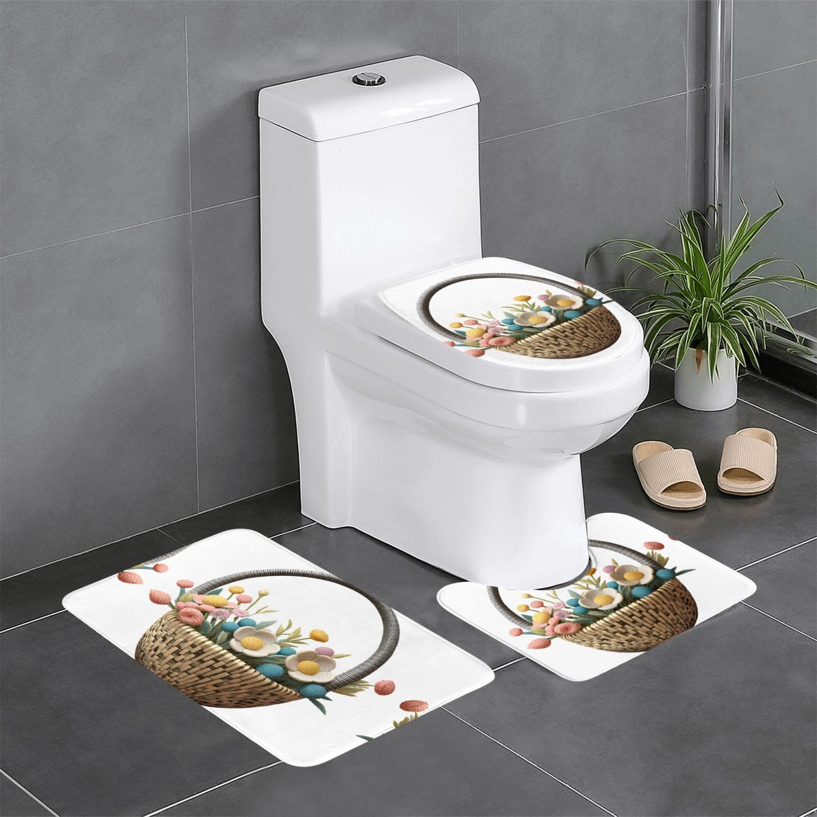 Tapis de salle de bain antidérapants 61x40,6 cm lavables pour WC et lavabo