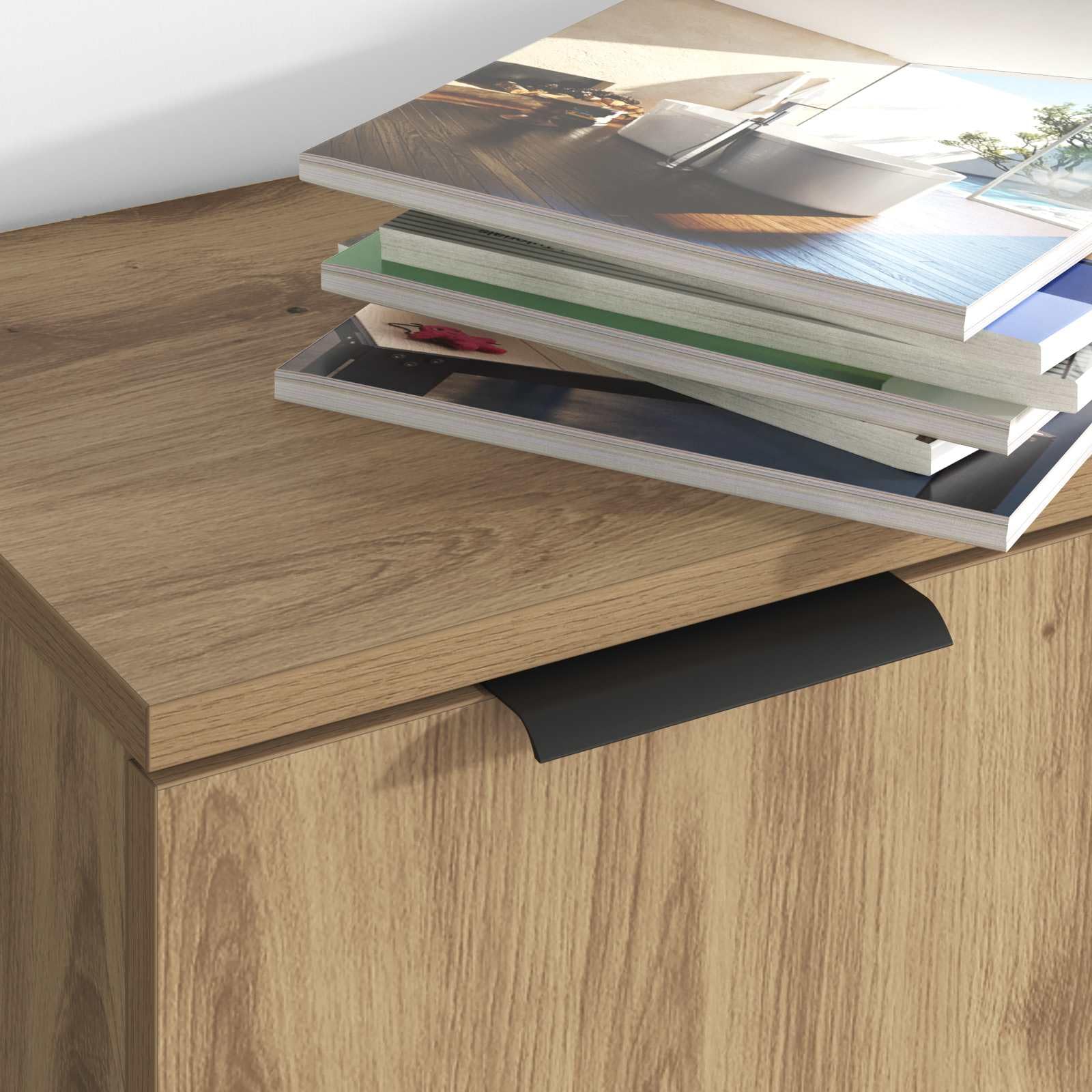 Bufet 3 pcs Dąb rzemieślniczy Materiał drewnopochodny Nowoczesny kredens do salonu i jadalni 120x30x70 cm z 4 drzwiami półkami pojemny mebel do przechowywania naczyń i dekoracji