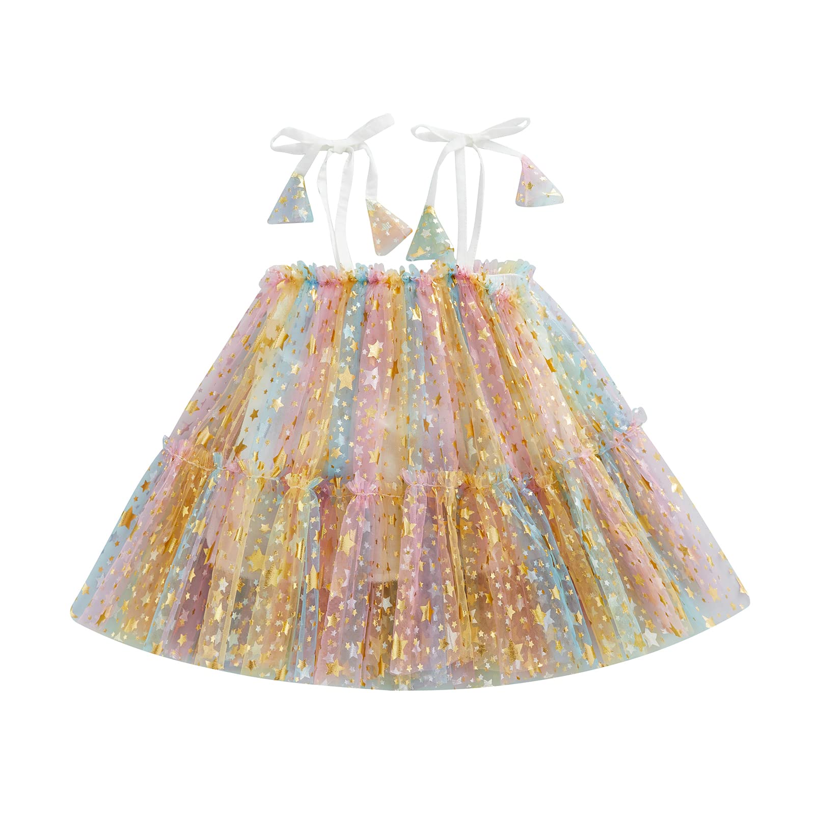 Infant Toddler Baby Girls Summer Princess Dress Sleeveless Tulle Dress Lace Mesh One Piece Tutu Sundress 0-3T (Colorful, 18-24 Months)