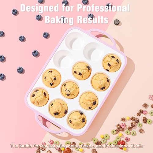 Miniatura 2 de Moldes de silicona para magdalenas para hornear, paquete de 2 unidades, 2.6 pulgadas con marco reforzado de metal, molde de silicona antiadherente