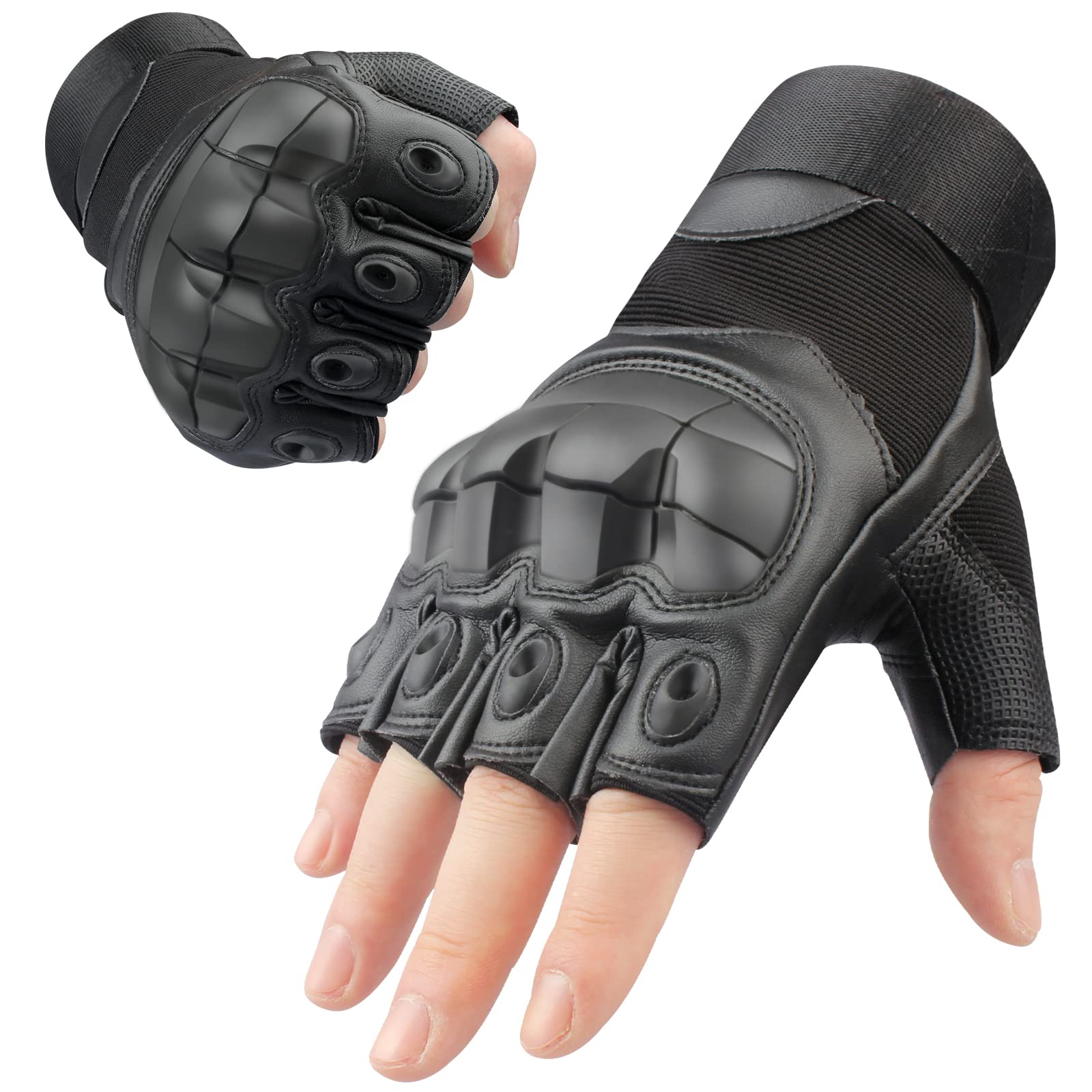 YOTAWA Motorcycle Gloves for Men Hard Knuckle Tactical Leather Glove, for Cycling Climbing Camping Workout Sports
