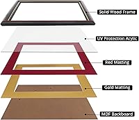 Vista 5 de GraduationMall - Marco para certificado, diploma y documentos con cristal real, aspecto de madera profesional y cuentas doradas, color caoba y blanco