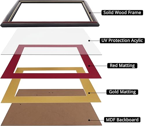 Miniatura 5 de GraduationMall 8.5x11 Diploma Frame with Red over Gold Mat or Display 11x14 Certificate without Mat,Solid Wood & Tempered Glass,Cherry Finish with