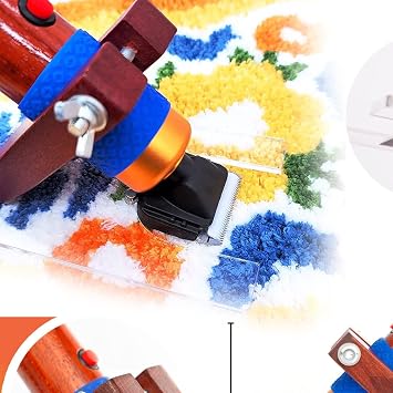 zalati Carpet Clipper Washer Sweeper Tufting Trimmer Kit 2pcs Limit Comb 6 Gears Adjustable Speed/Low Noise for Tufting Making DIY Rug & Crafts - 200W, Wood Handle