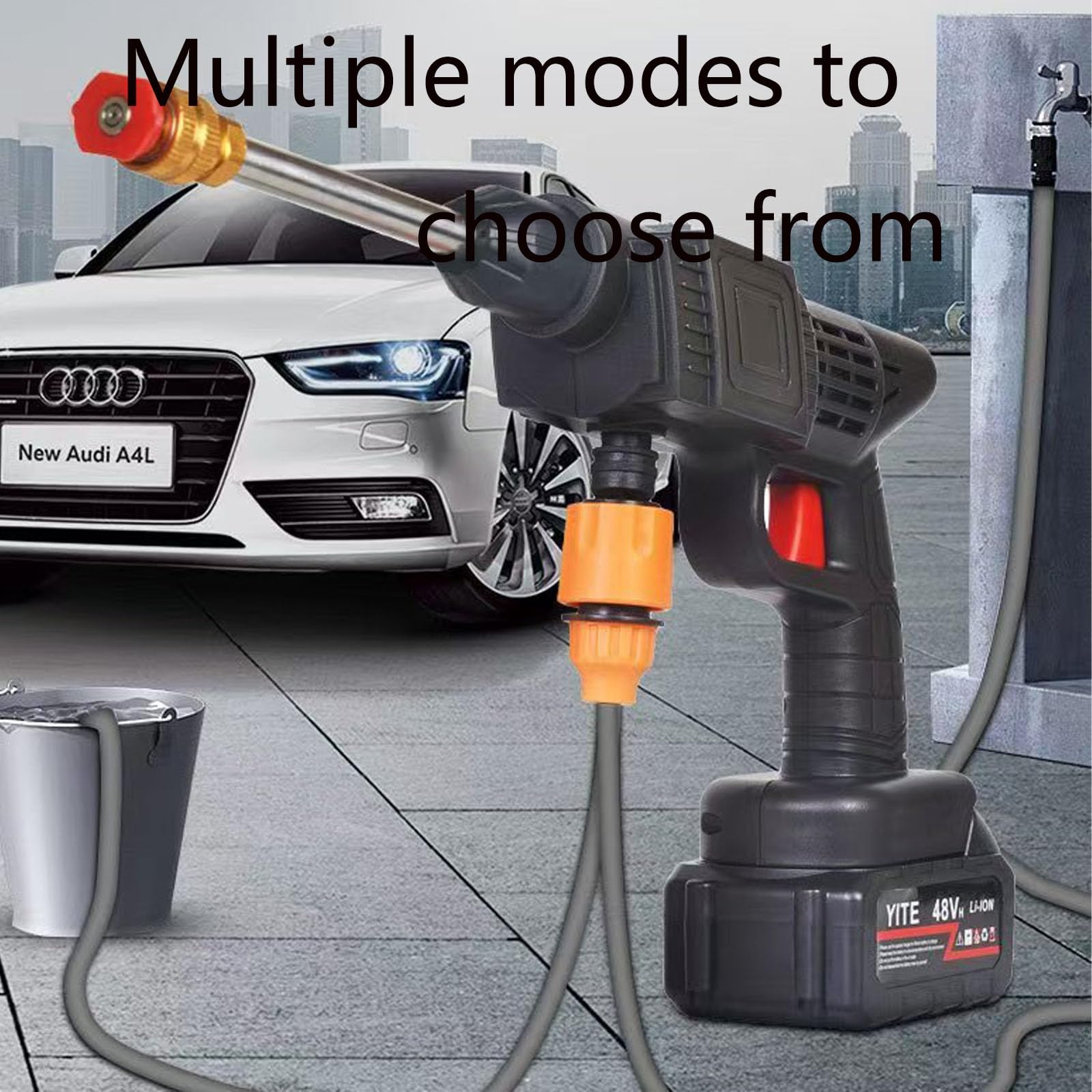Idropulitrice a Batteria 21V 15000MAH con 2 Batterie,Idropulitrice Portatile Professionale con Cassetta Degli Attrezzi per Auto,Terrazza e Giardino di Pavimenti e Esterni (Nero)