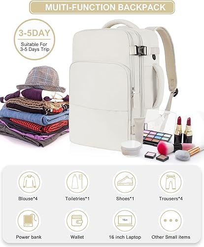 Miniatura 8 de Beraliy Mochila de viaje para hombres y mujeres, mochila de transporte aprobada por aerolíneas, mochila para portátil de 16 pulgadas, Púrpura claro