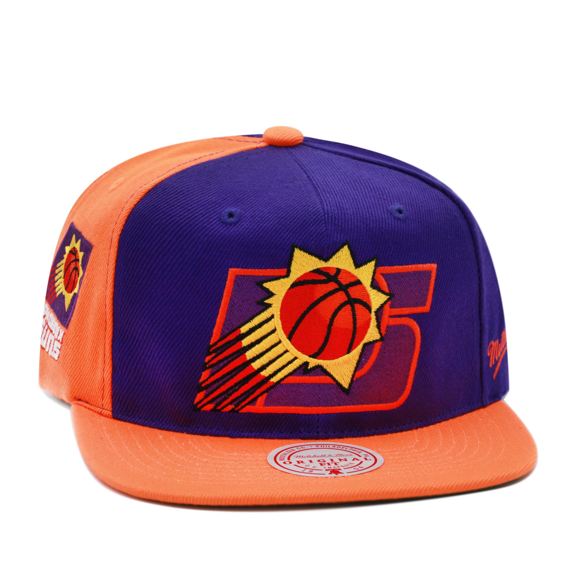 Phoneix Suns Hardwood Classics NBA Rear Script Deadstock Snapback Hat Adjustable Cap - Purple/Orange