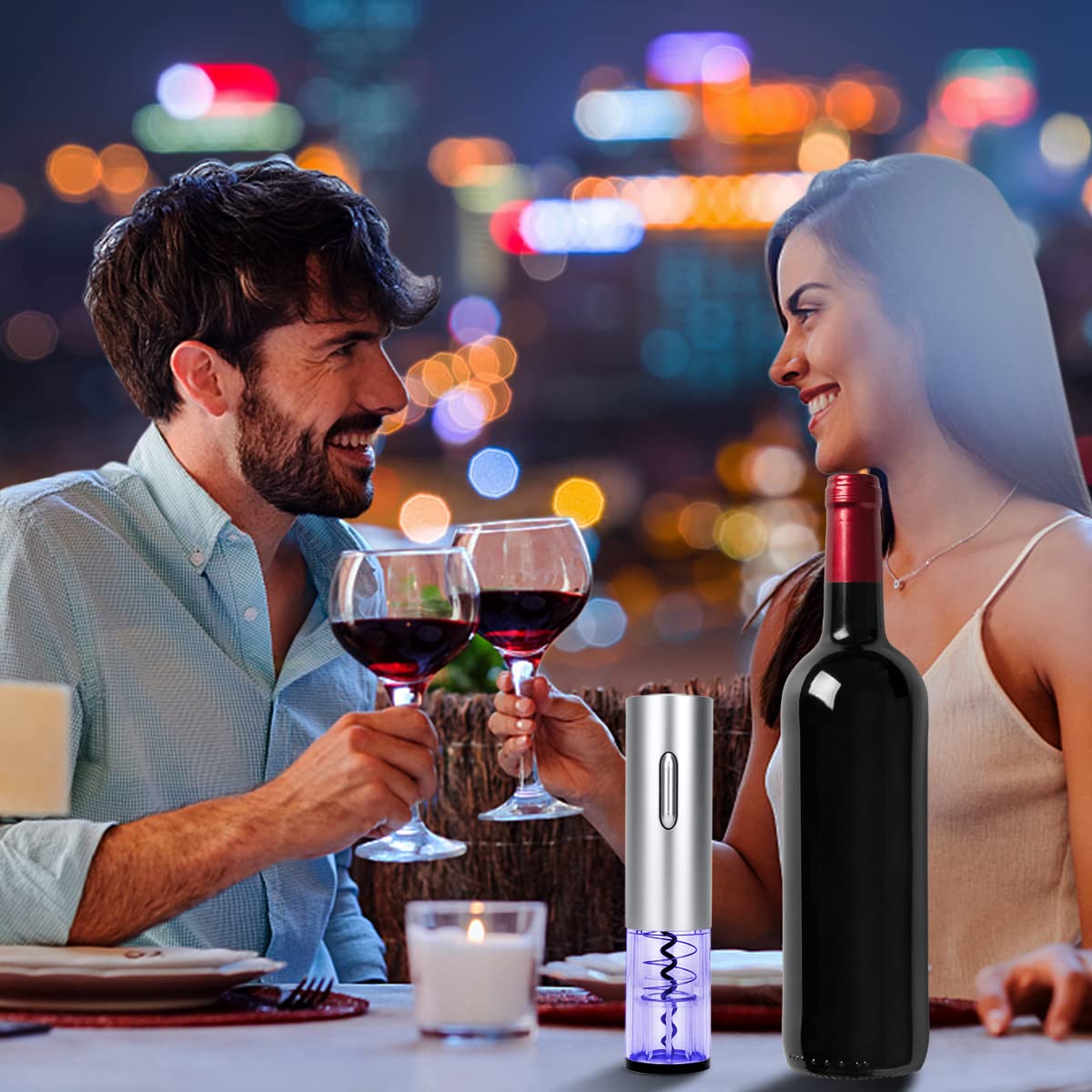 Cavatappi Elettrico Senza Filo Ricaricabile - Apri Bottiglie Automatico One Touch Con Tagliacapsule