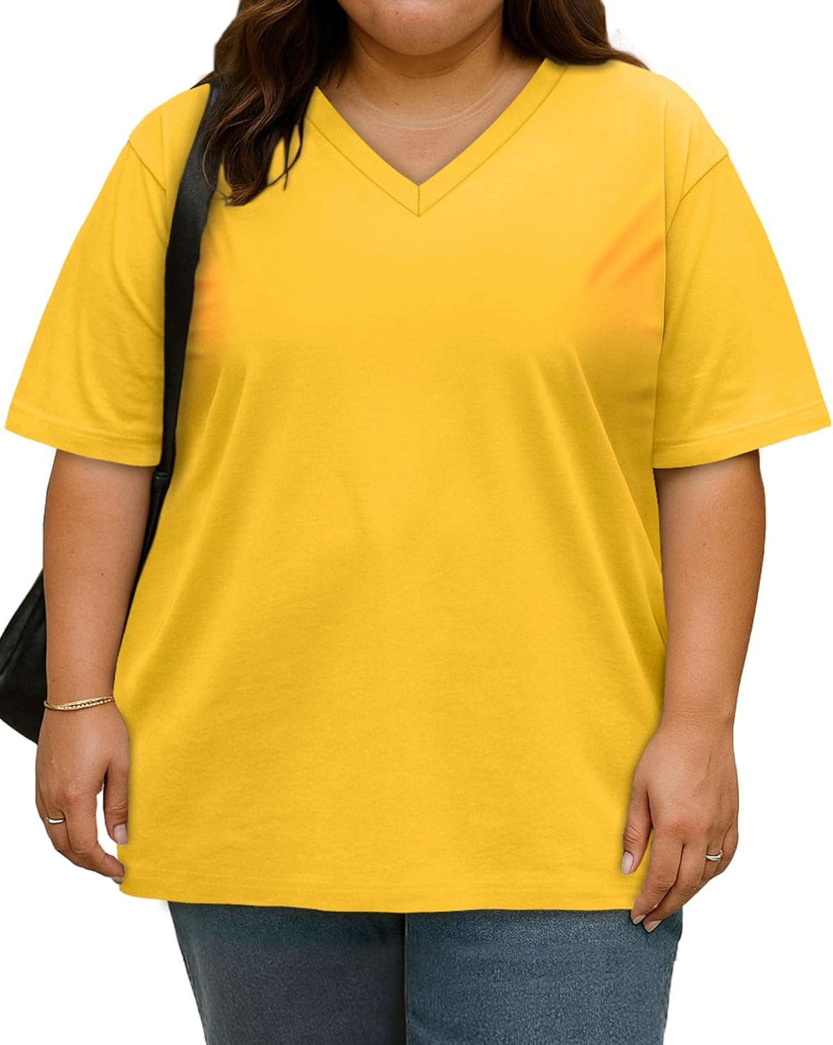 rosemia Plus Size Tops for Women Oversized Casual Tops V Neck Short Sleeves Basic Tees - Image 5