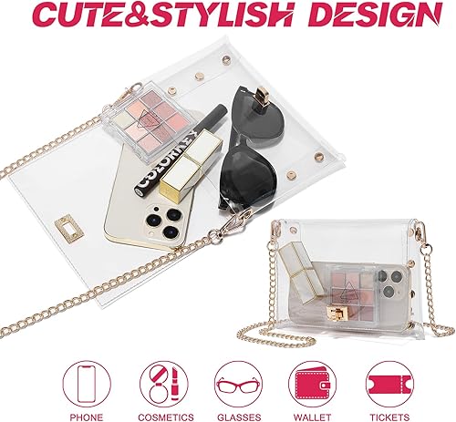 Miniatura 3 de Bolso pequeño transparente aprobado para mujeres, bonito bolso cruzado transparente para eventos deportivos, conciertos, día de partido