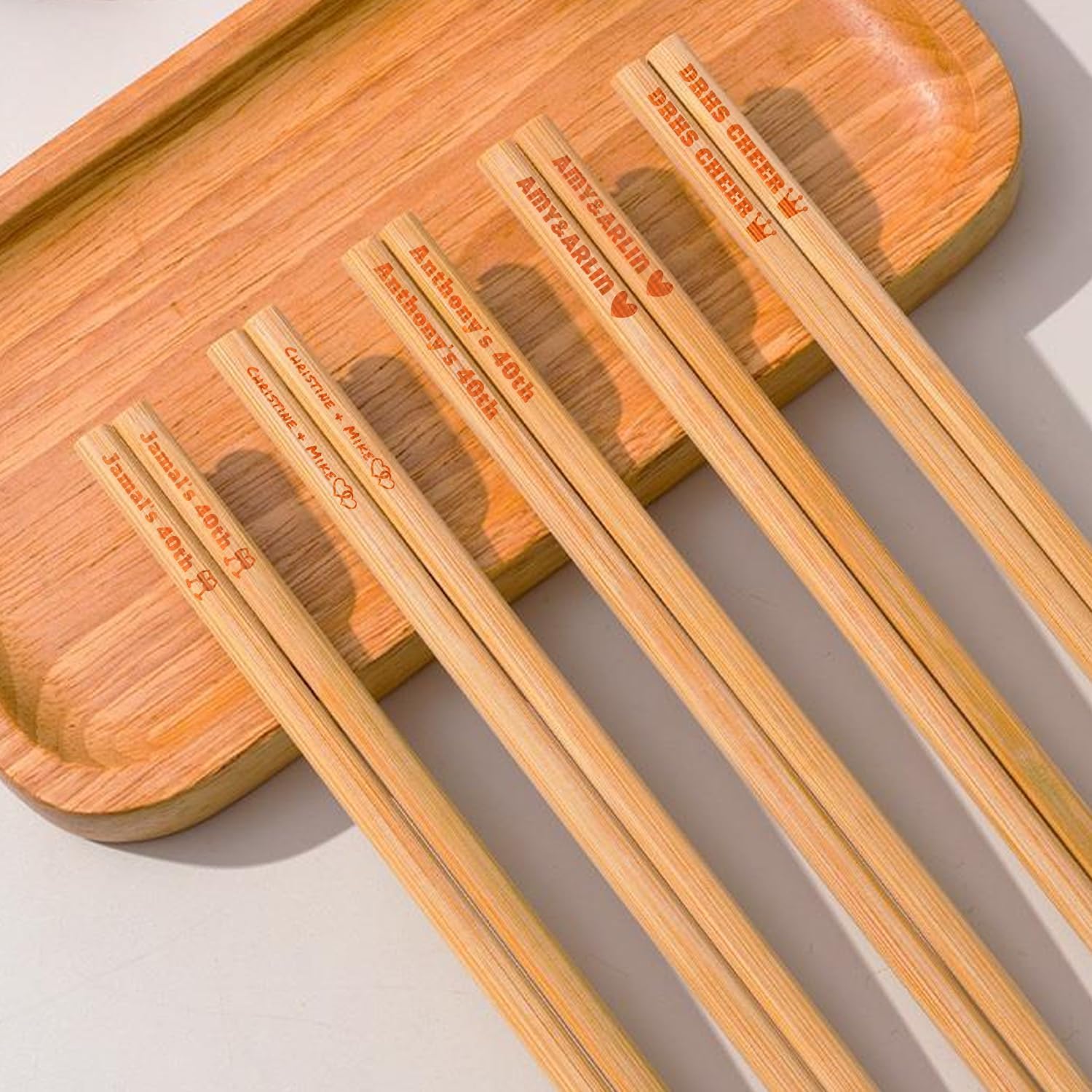 Personalized Custom Engraved Chopsticks Name Bulk for Beginners Wooden Customized Chop Sticks Wedding Favors Party Gifts Housewarming Birthday Party Wedding Bamboo Gifts (C 25 Set)