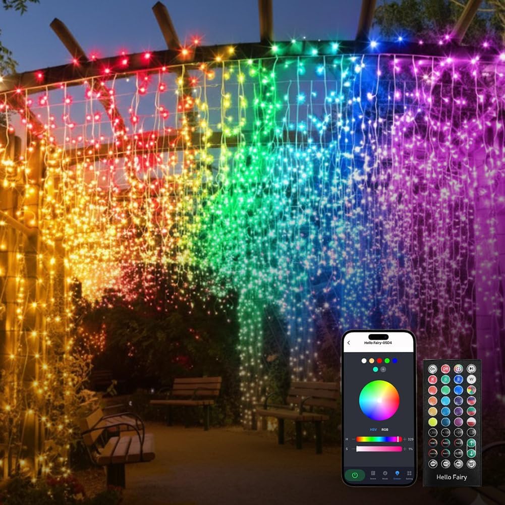 66FT Smart Christmas Icicle Lights, 58 Scene Modes 16 Million Colors RGB LED String Lights with APP & Remote Control, Music Sync, Group Control, Waterproof Outdoor Holiday Decor