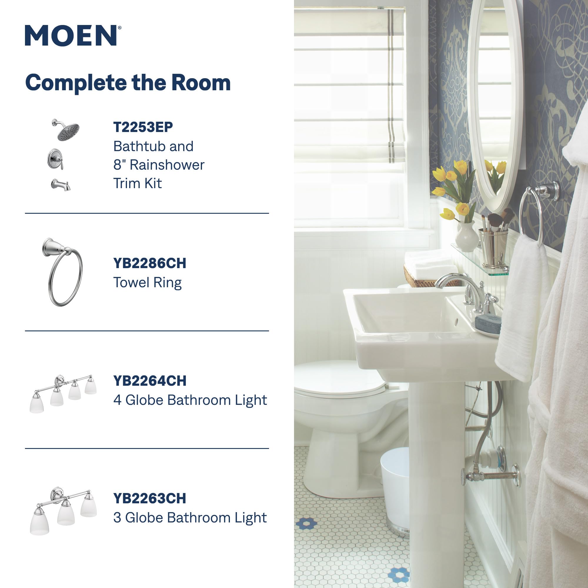 Moen TV6620 Brantford Widespread Bath Faucet, Chrome | Bathroom