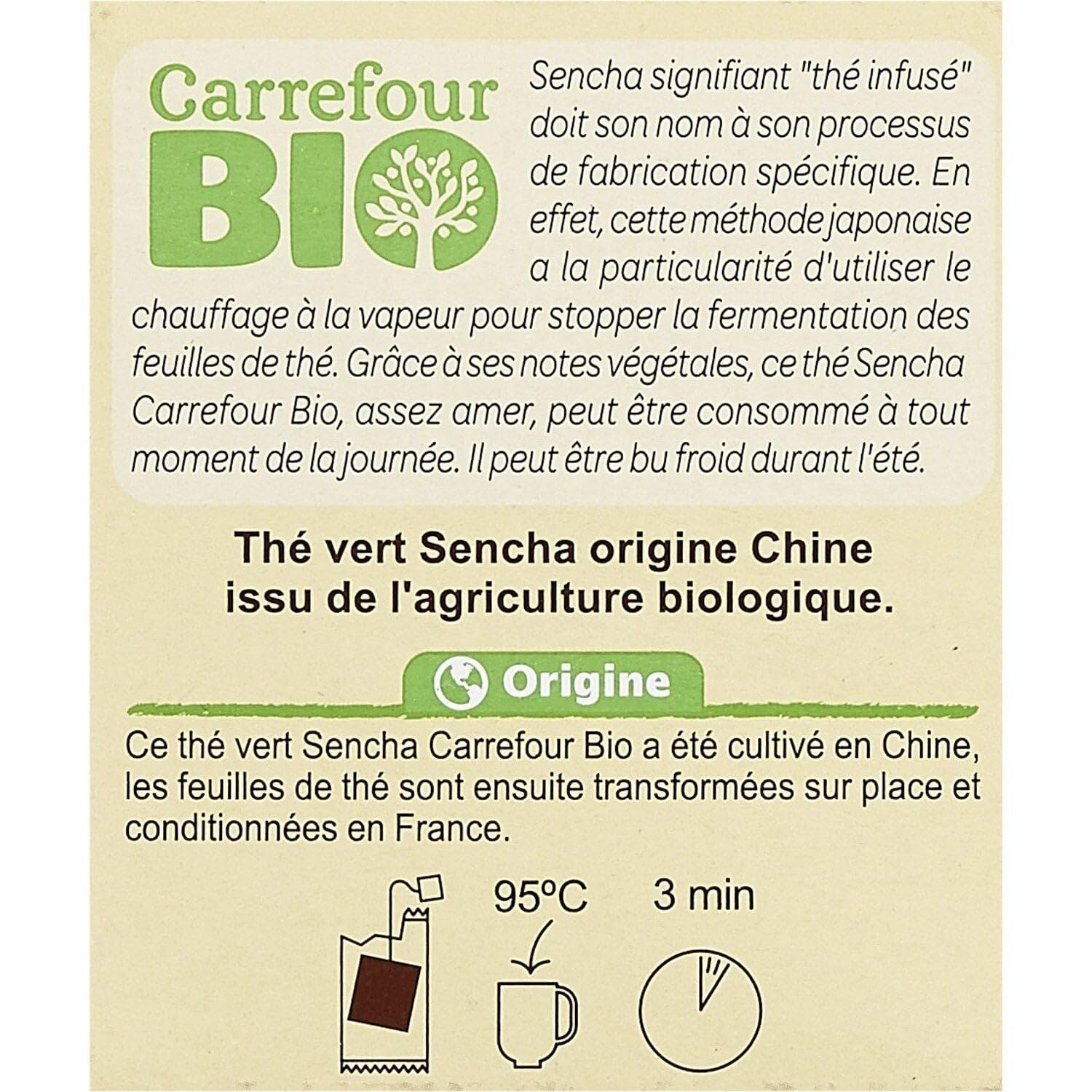Savourez un thé vert Sencha bio au quotidien avec CARREFOUR BIO, box de 20 sachets pour des instants de détente pratique - Lot de 4