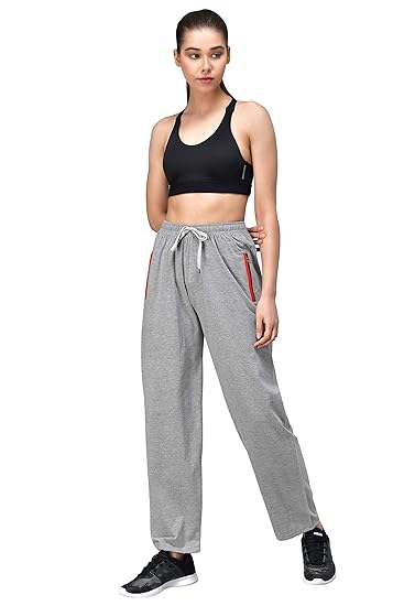 Combo of Women's Cotton Track Pants, Joggers for Women, Womens Leisure Wear, Night Wear Pajama, Black and Grey with Zip Pocketsfor Sports Gym Athletic Training Workout
