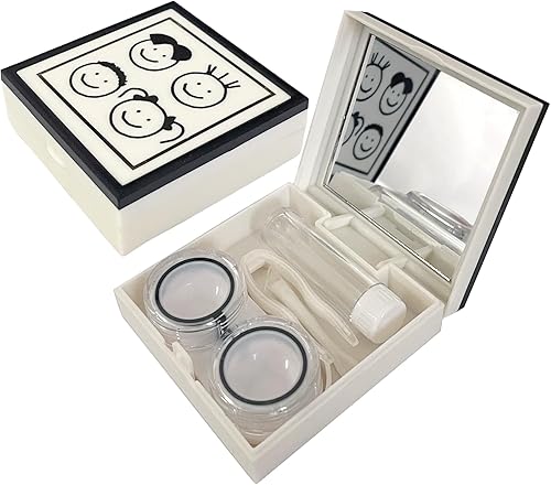 Estuche para lentes de contacto, tamaño de viaje, estuche de contacto ocular con espejo, botella de solución, kit de herramientas de extracción para