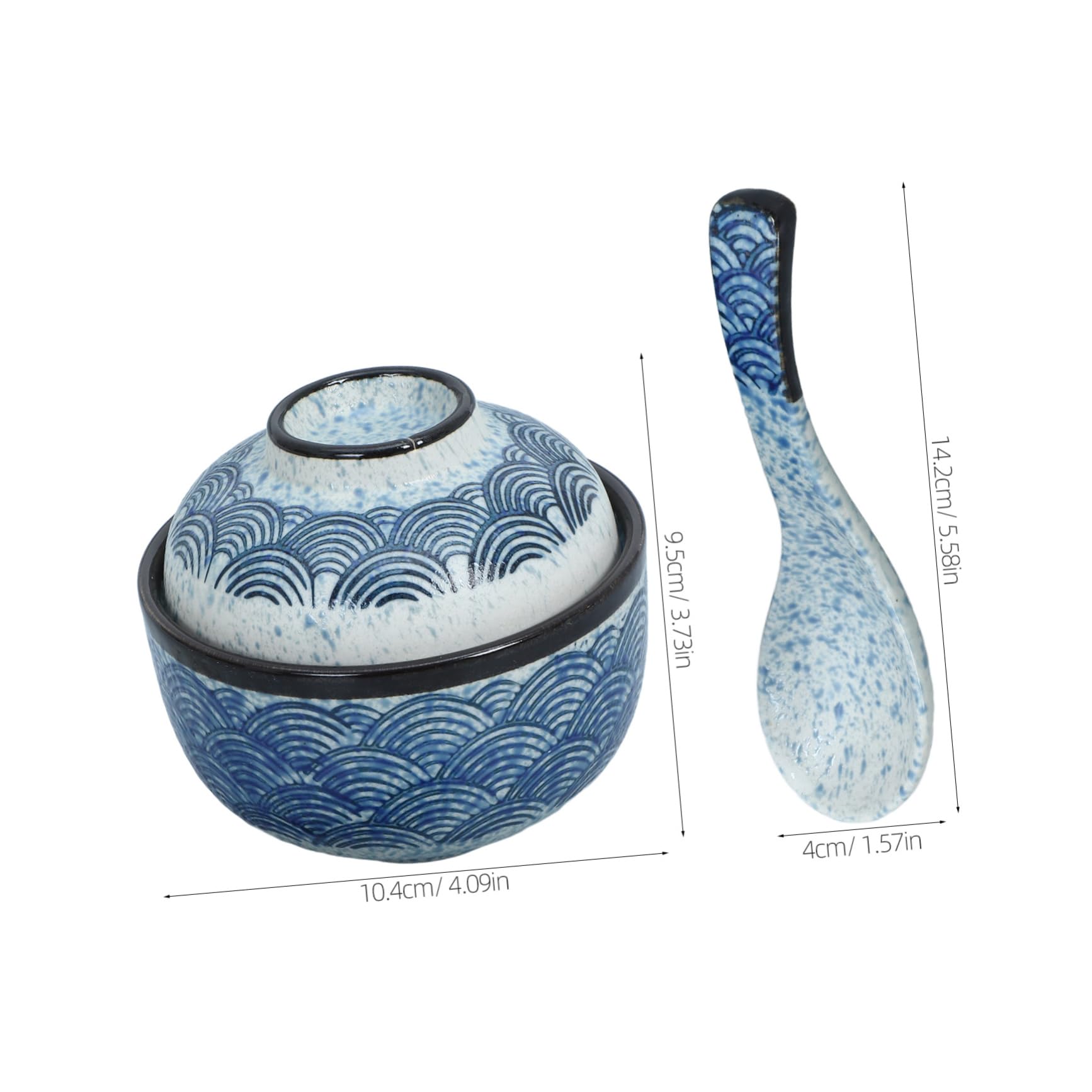 Japanisches Keramik-Schüssel-Set mit Deckel für Miso-Suppe und Heimreis