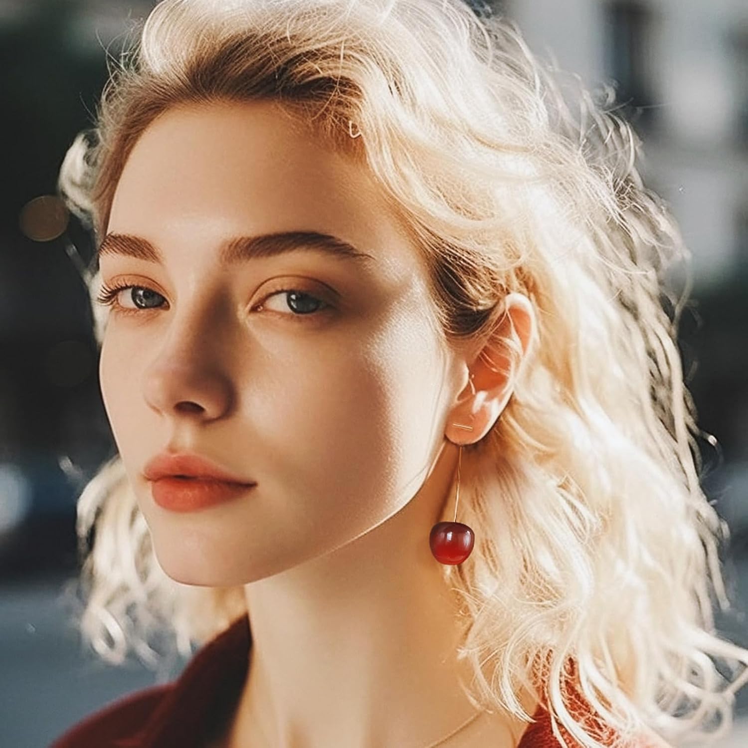 IDOKAWA 925 Sterling Silver Cherry Earrings Cute Fruit Drop Dangle Earrings for Women Lovely jewelry Gift - Image 4