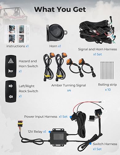 Miniatura 7 de KEMIMOTO Kit de señal de giro UTV con bocina, precableado, Plug and Play, UTV ATV Blinker con interruptor basculante, luz de peligro, kit universal