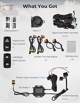 KEMIMOTO UTV Turn Signal Kit, Universal UTV ATV Street Legal