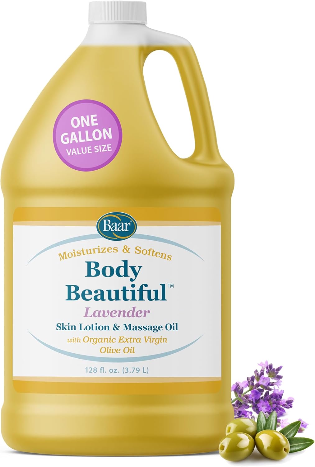 Body Beautiful Lavender Massage Oil and Skin Lotion, Gallon