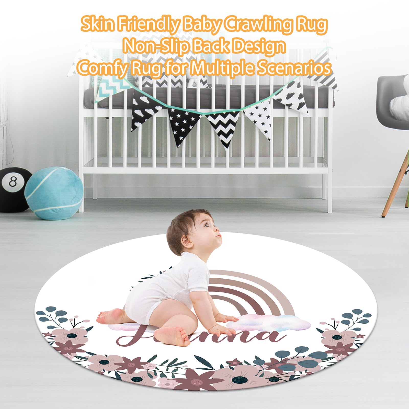 Individuelles Babybett-Bettwäsche-Set, 5-teilig, Regenbogen-Designs, personalisierte Namensdecke mit gepunkteter Rückseite, Kinderbettlaken, Wickelunterlage, Kissenbezug, Teppich für Neugeborene, Rot