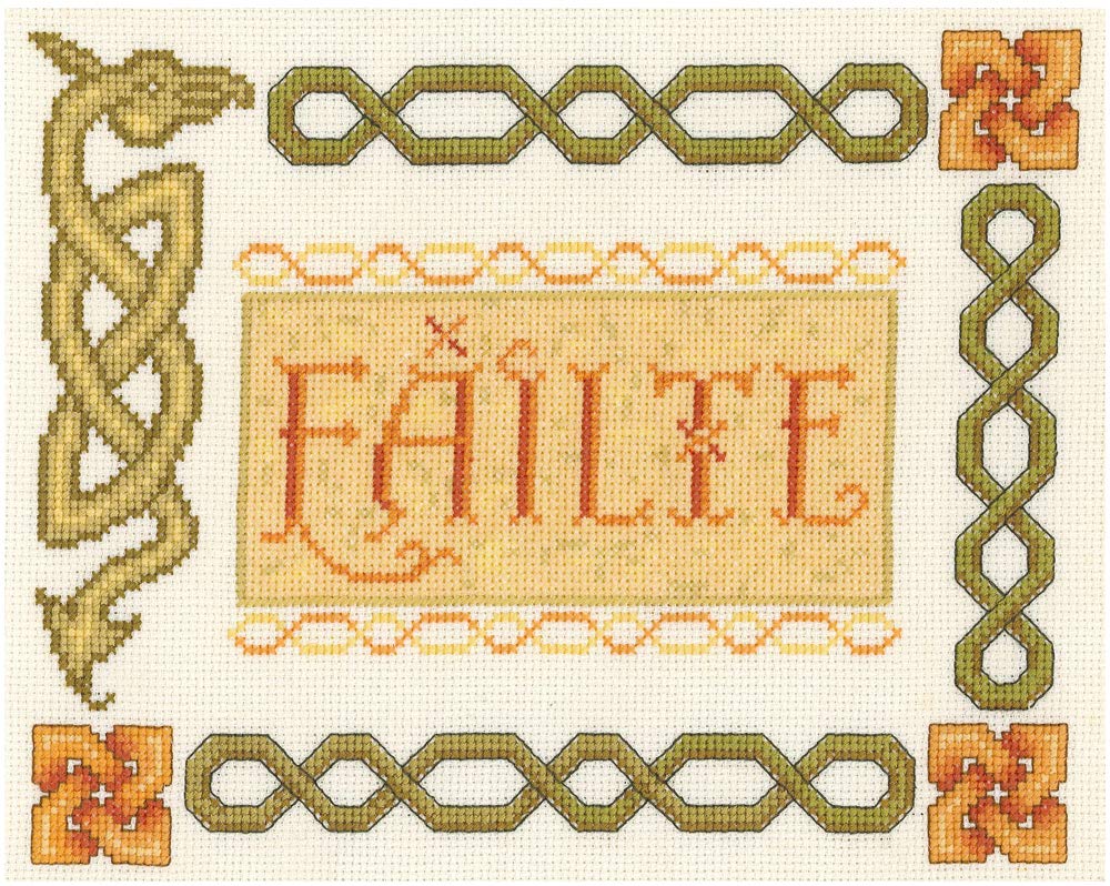 Lifetime Samplers Failte Celtic Welcome Sampler - Complete Cross Stitch kit on 14 aida with Clear Colour Chart