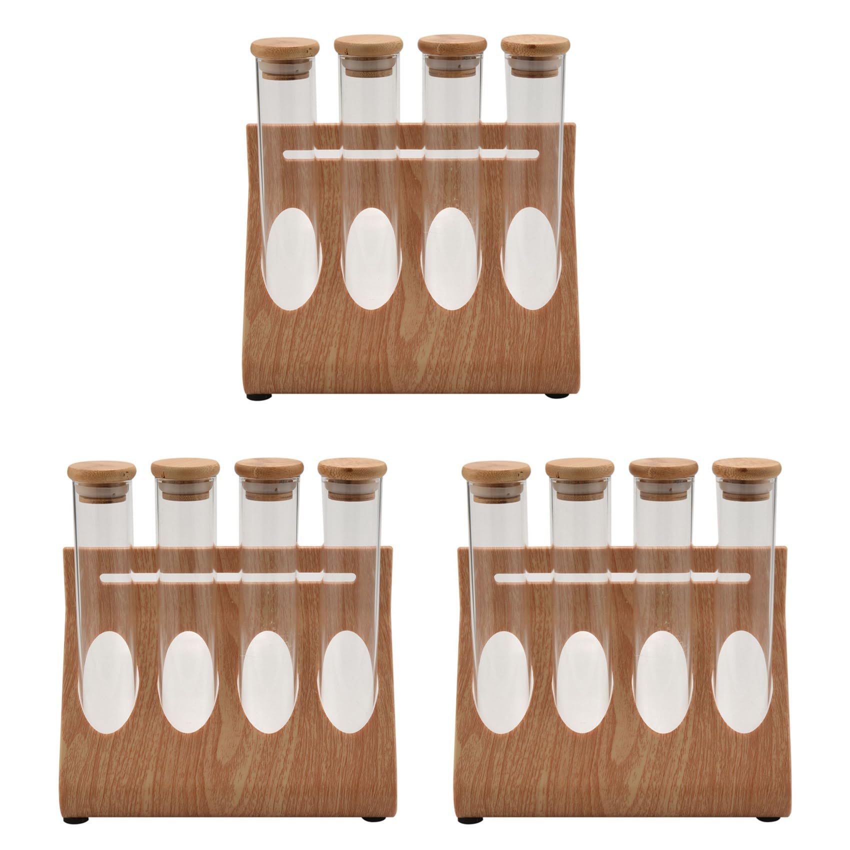 Hndhbfgrt 12X Wooden Coffee Beans Tea Display Rack Stand Glass Test Tube Sealed Storage Decorative Ornaments Cereals Canister