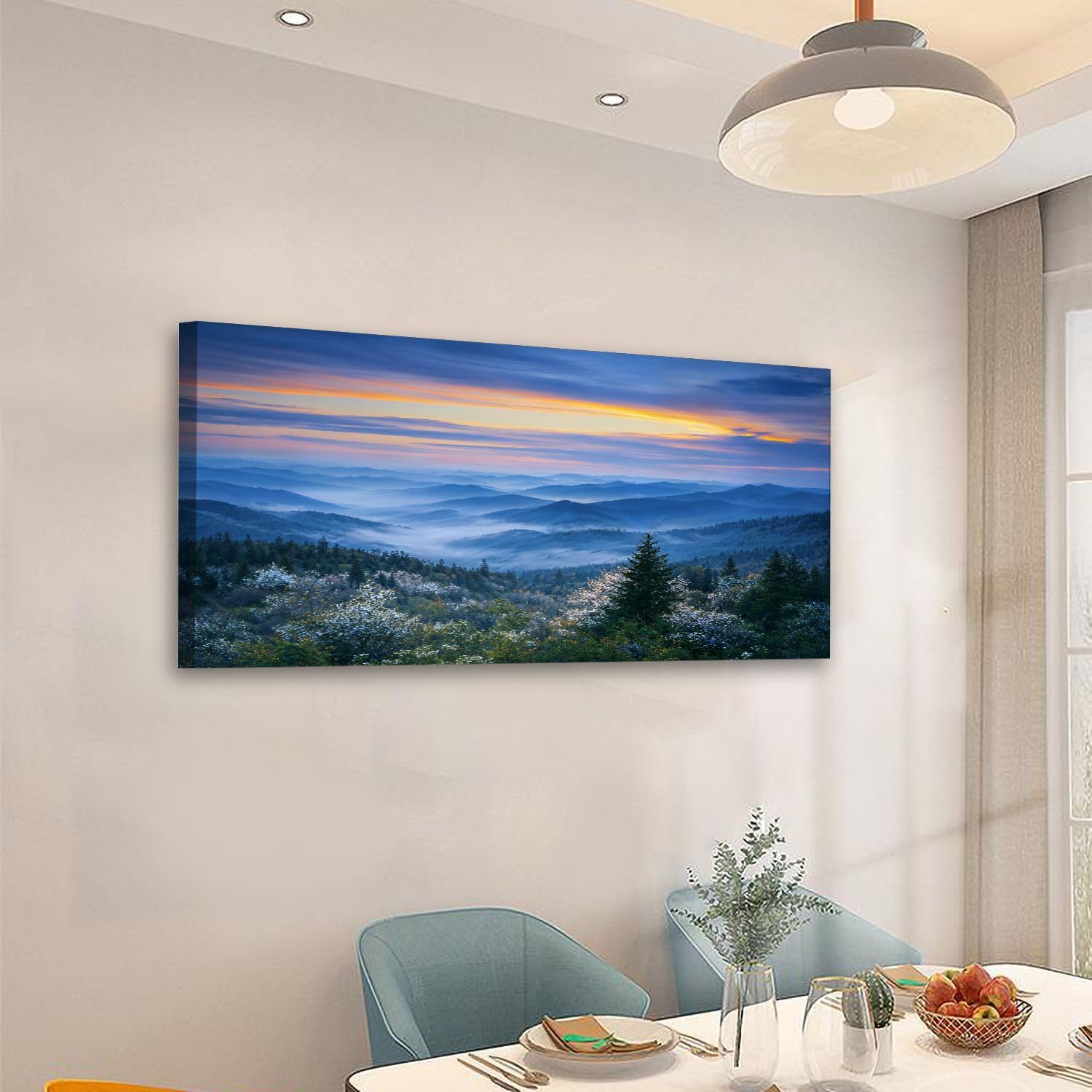 Large Framed Wall Art Ready to Hang 20" x 40" Scenic Blue Ridge Parkway Appalachians Smoky Mountains Spring Canvas Print Artwork Wall Art Painting Pictures Home Office Wall Décor Modern Poster