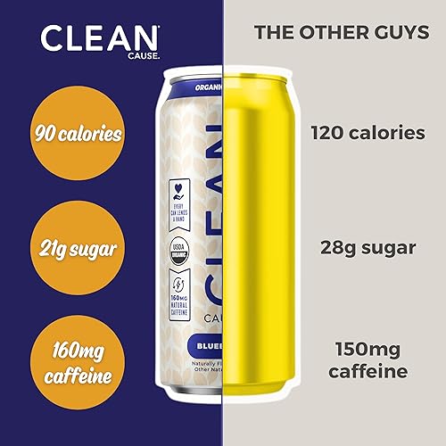 Miniatura 5 de CLEAN Cause Blueberry USDA Té orgánico de yerba mate (latas de 15.5 onzas, paquete de 12 cajas) sin gas, 160 mg de cafeína